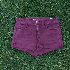 American Eagle Hi-Rise Shorts Maroon